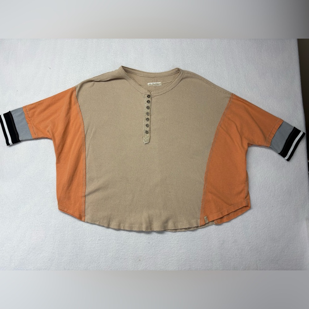 Women’s Free People Just Tip It Colorblock Ribbed Henley Size XS